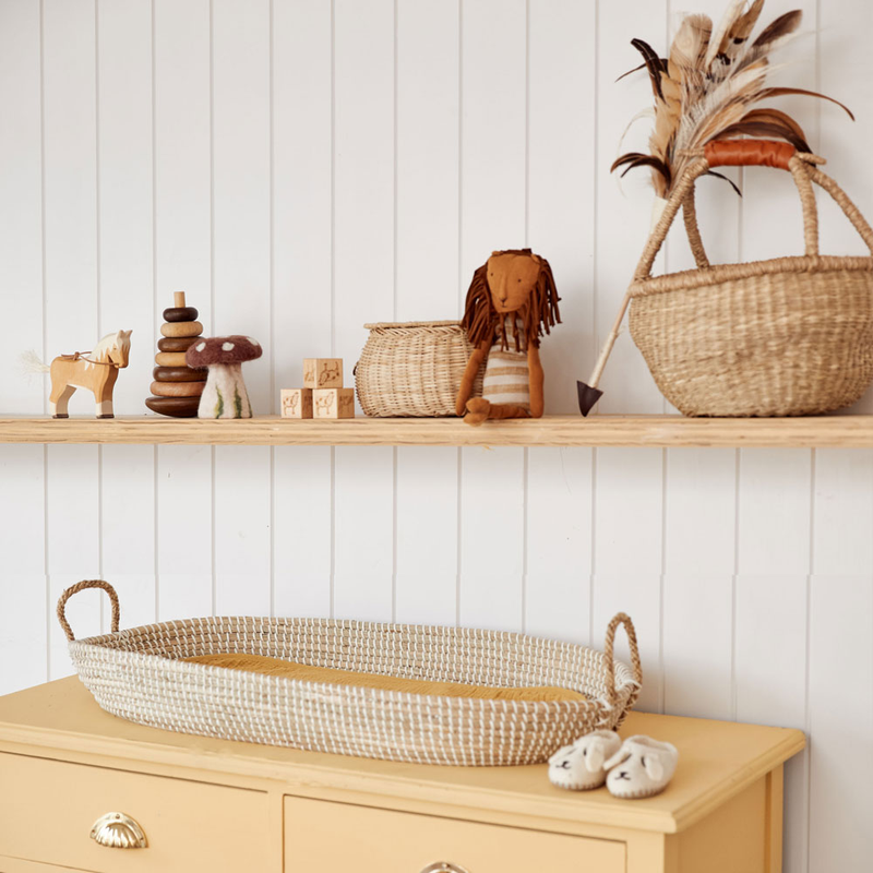 Changing Basket Luxe Cotton Liner - Mustard - Little Reef and Friends