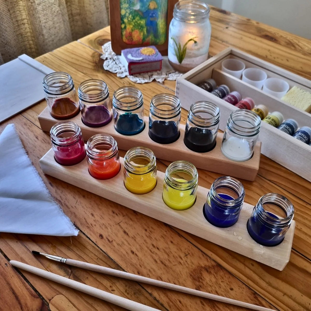 Mercurius Paint Jars and Wooden Holder - 100ml