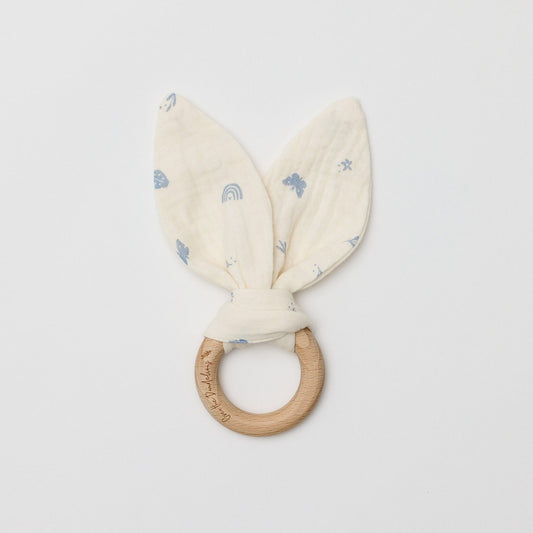 Over The Dandelions Organic Muslin Bunny Ears Teether - Enchanted Garden - Little Reef and Friends