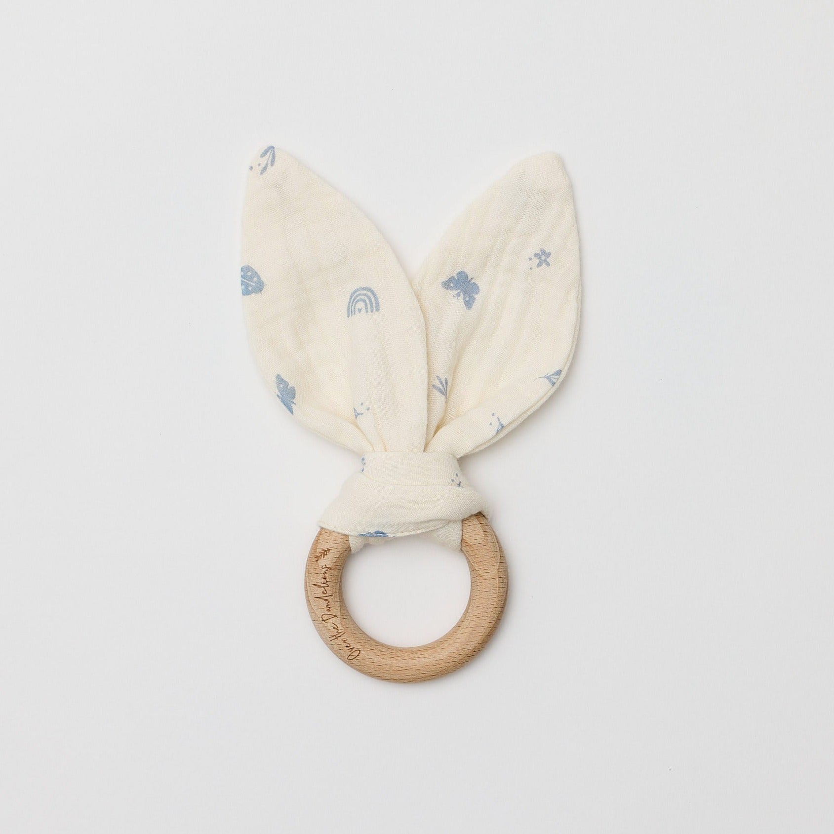 Over The Dandelions Organic Muslin Bunny Ears Teether - Enchanted Garden - Little Reef and Friends