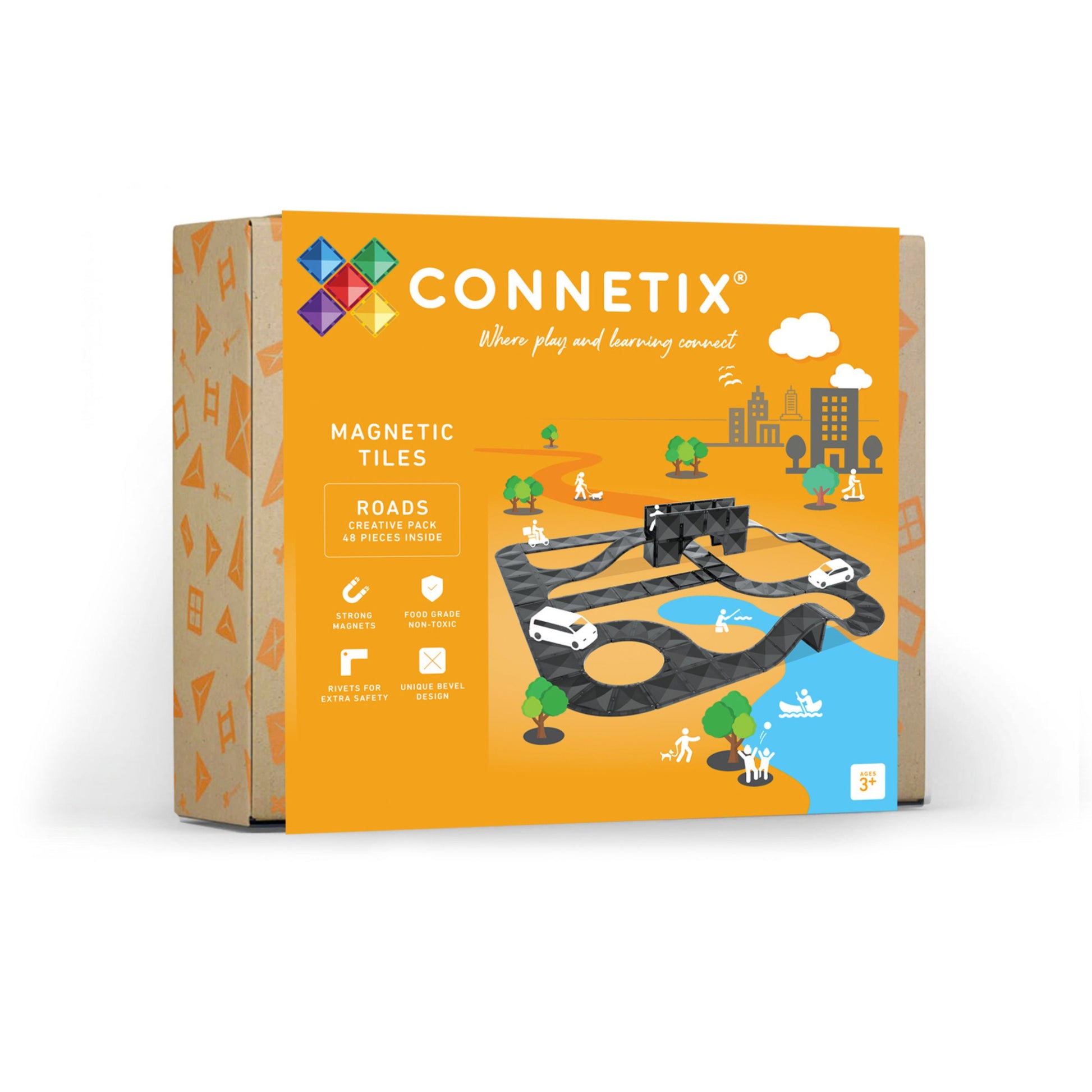 Connetix 48 Piece Creative Roads Pack - Little Reef and Friends