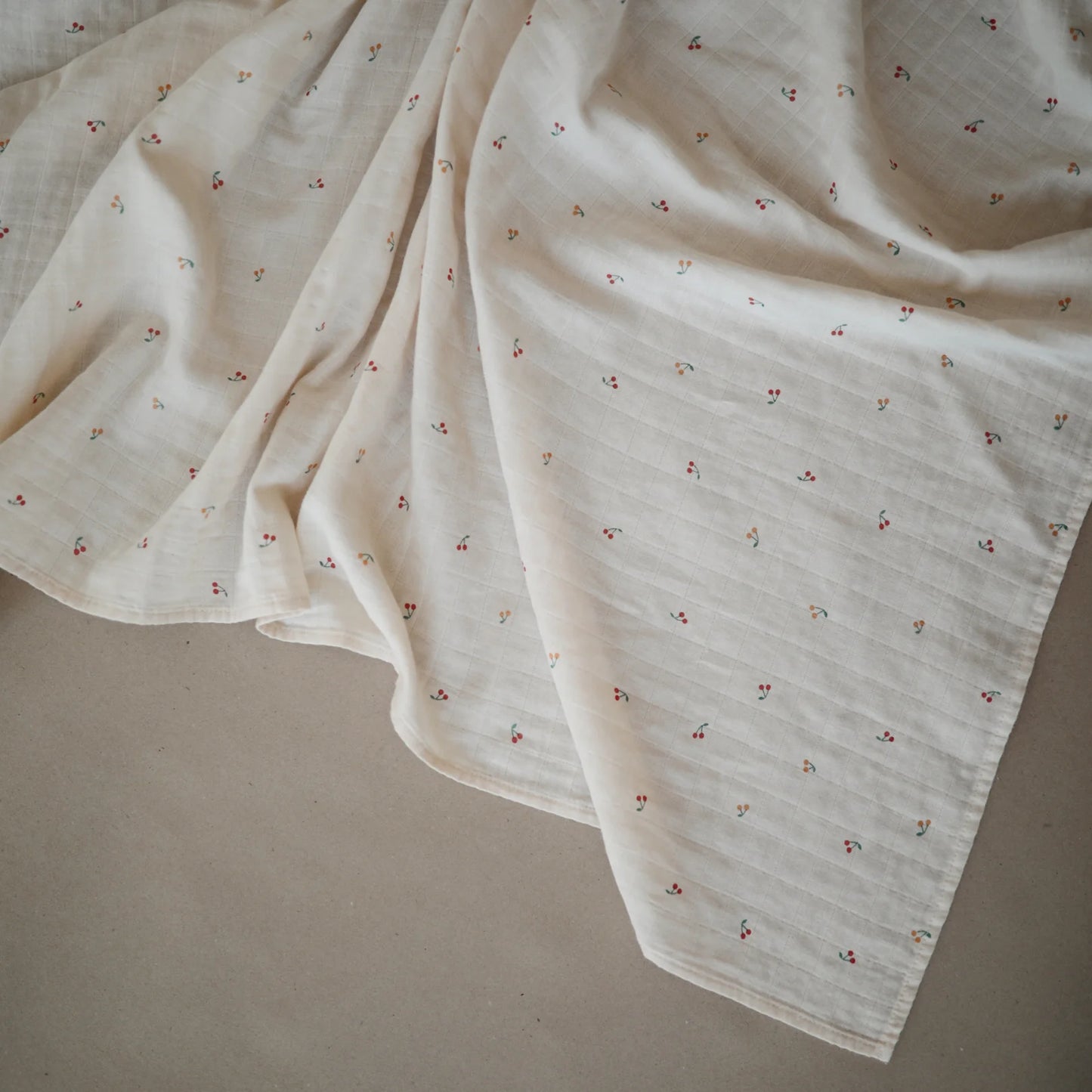 Mushie Organic Muslin Swaddle - Cherries - Little Reef and Friends
