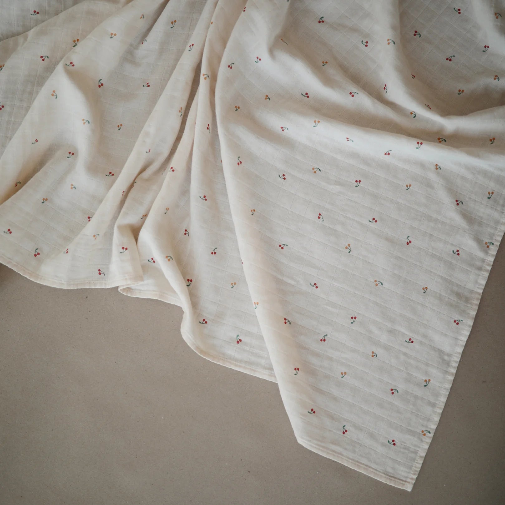 Mushie Organic Muslin Swaddle - Cherries - Little Reef and Friends