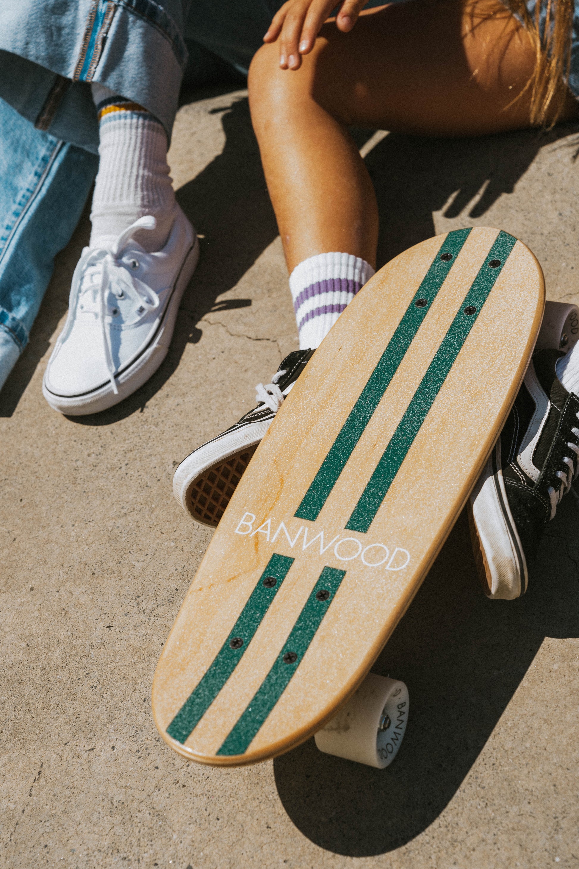 Banwood Skateboard - Green Stripes - Little Reef and Friends