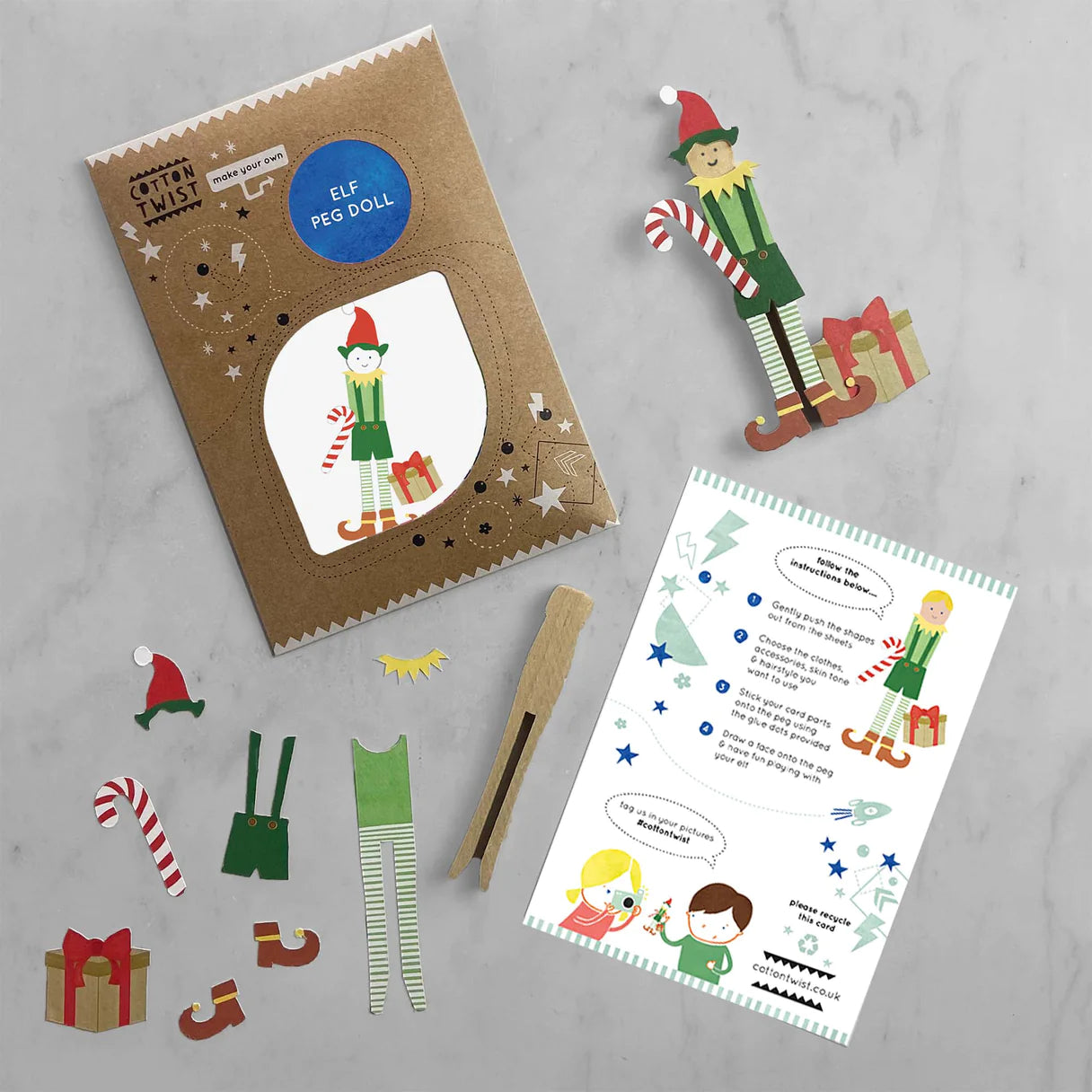 Cotton Twist Make Your Own - Elf Peg Doll Kit - Little Reef and Friends