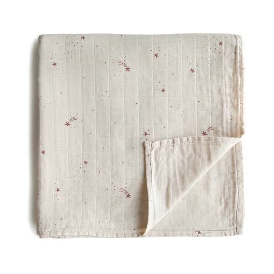 Mushie Organic Muslin Swaddle - Falling Stars - Little Reef and Friends