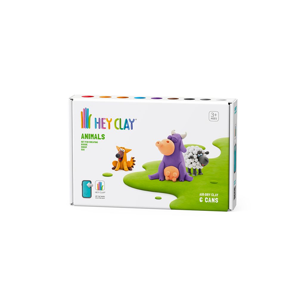 Hey Clay - 6 Cans | Animals - Cow, Dog, Sheep - Little Reef and Friends