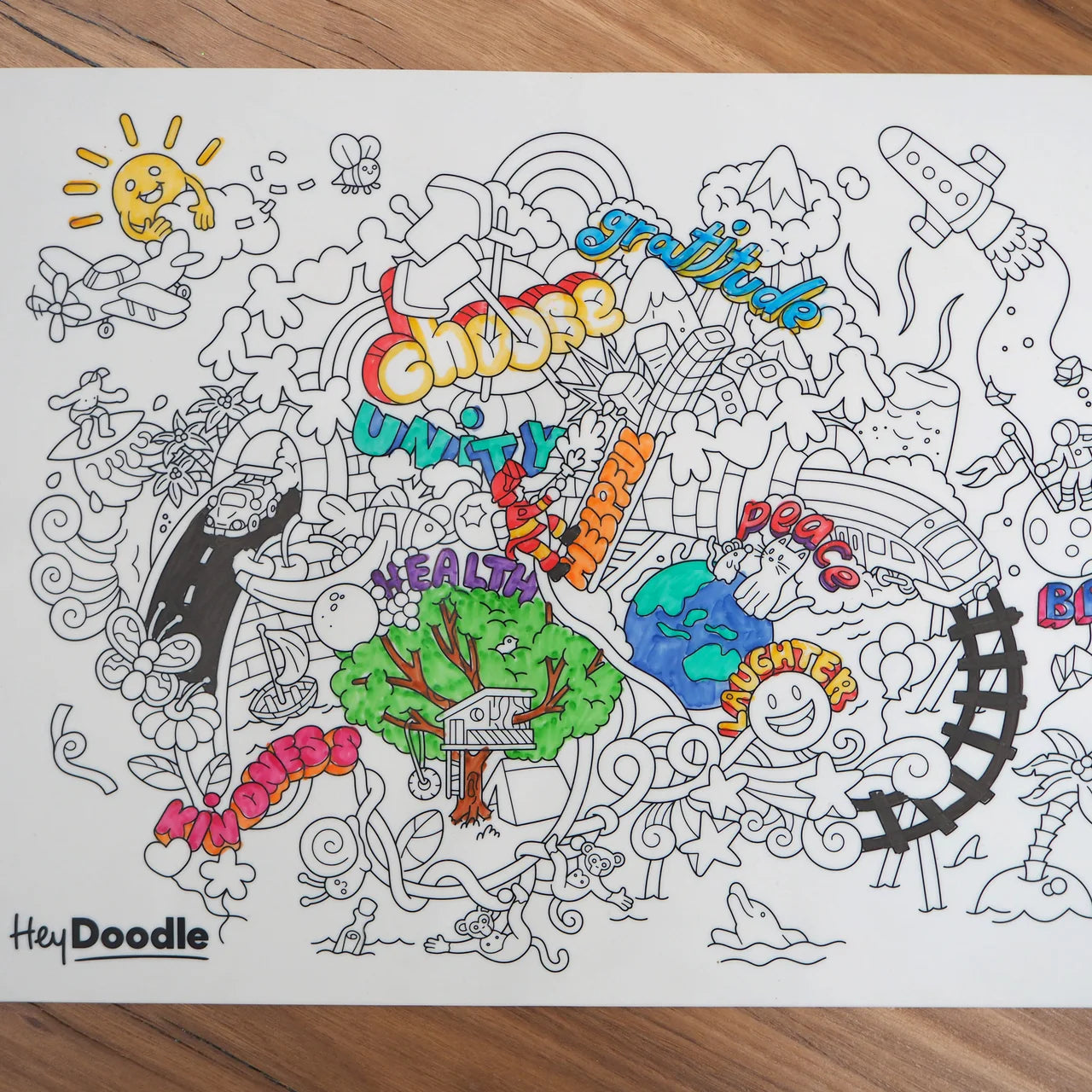 HeyDoodle Reusable Large Playmat - Brighter Days - Little Reef and Friends