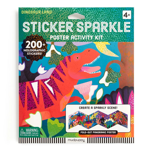 Mudpuppy Sticker Sparkle Activity Kit - Dinosaur Land - Little Reef and Friends
