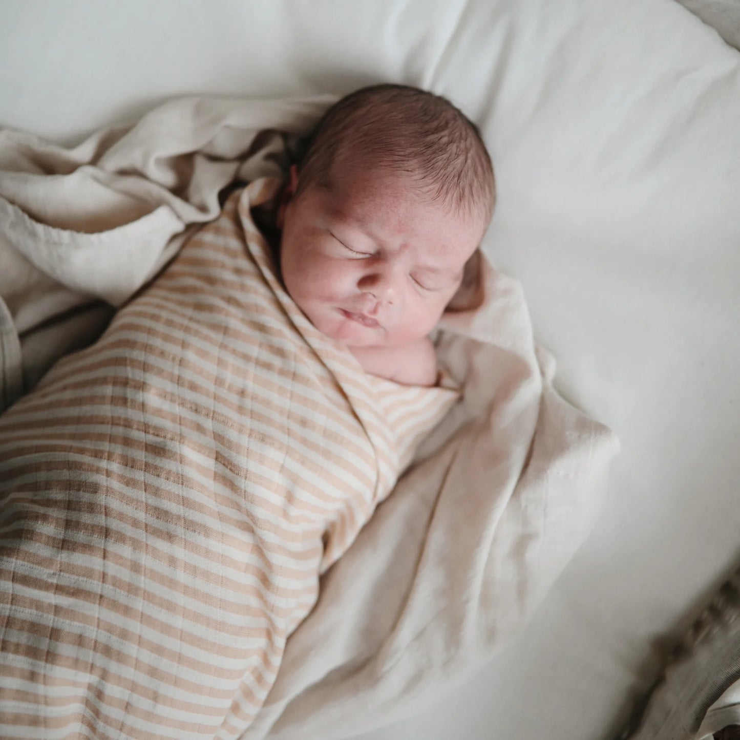 Mushie Organic Muslin Swaddle - Natural Stripes - Little Reef and Friends