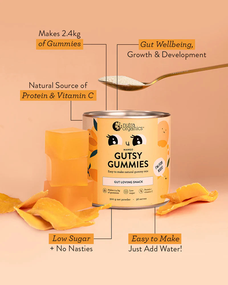 Nutra Naturals Gutsy Gummies - Mango 150g - Little Reef and Friends