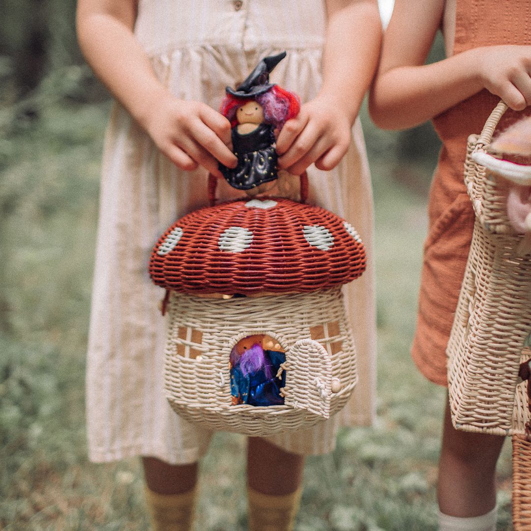 Olli Ella Mushroom Basket - Red - Little Reef and Friends