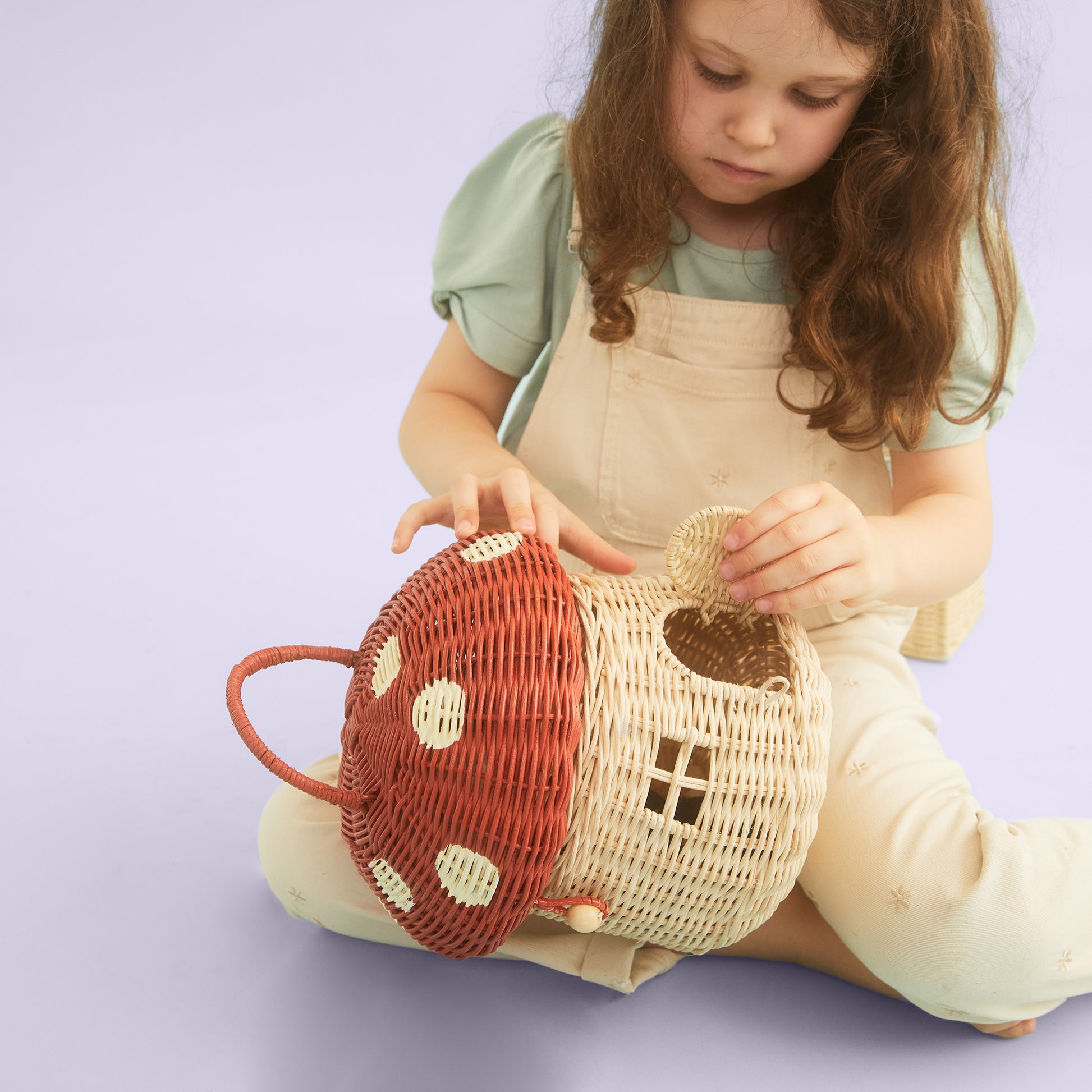 Olli Ella Mushroom Basket - Red - Little Reef and Friends