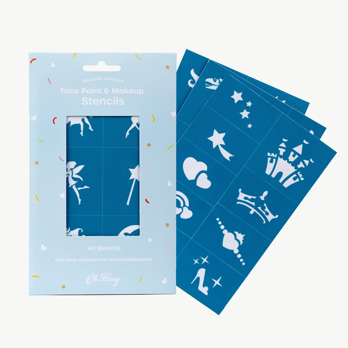 Oh Flossy Reusable Adhesive Face Paint Stencils - Teal