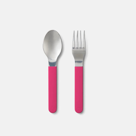 PlanetBox Magnetic Stainless Steel Utensils - Raspberry - Little Reef and Friends