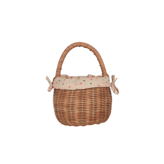 Olli Ella Rattan Berry Basket with Lining - Gumdrop - Little Reef and Friends
