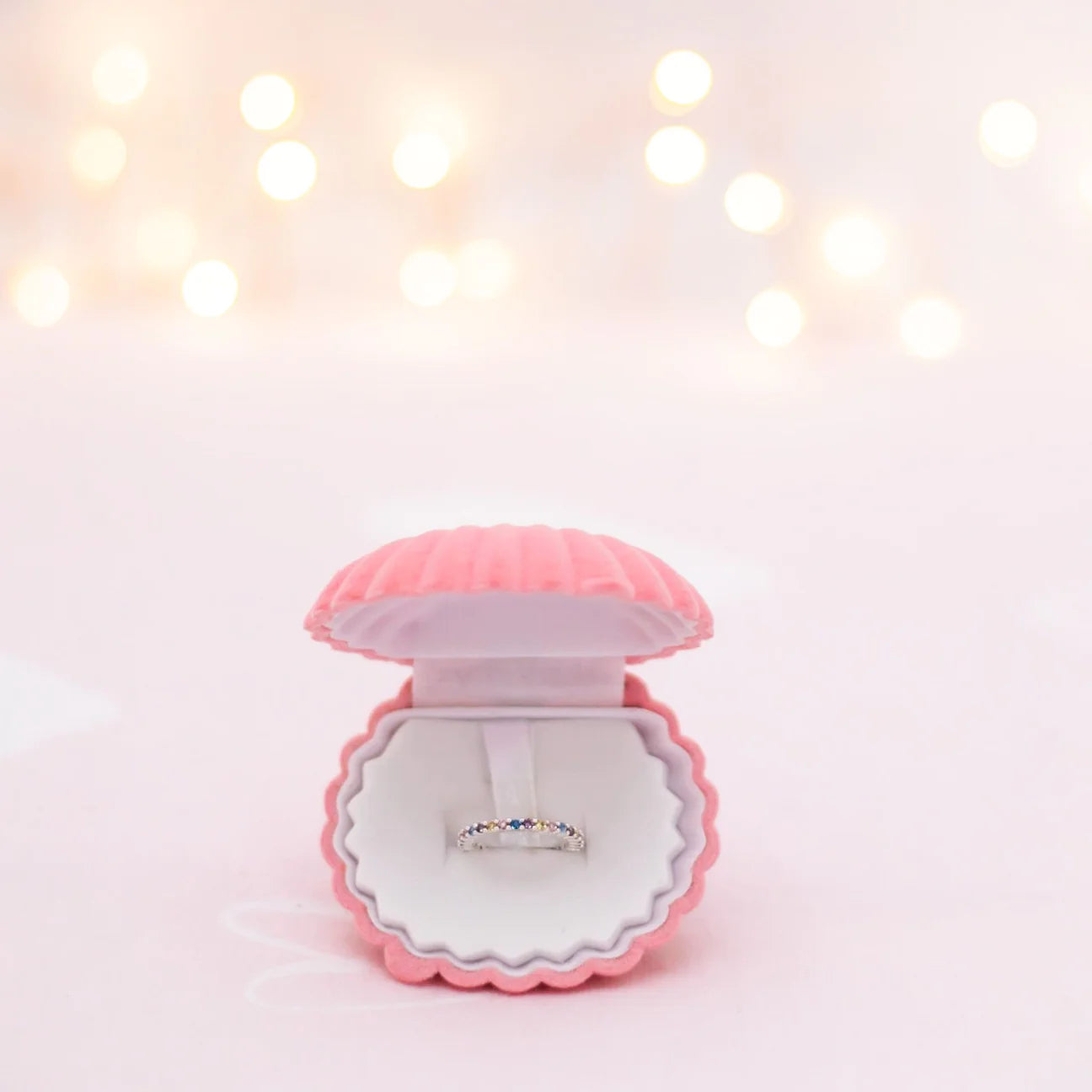 Lauren Hinkley Ring In Velvet Shell Box - Rainbow Connection - Little Reef and Friends