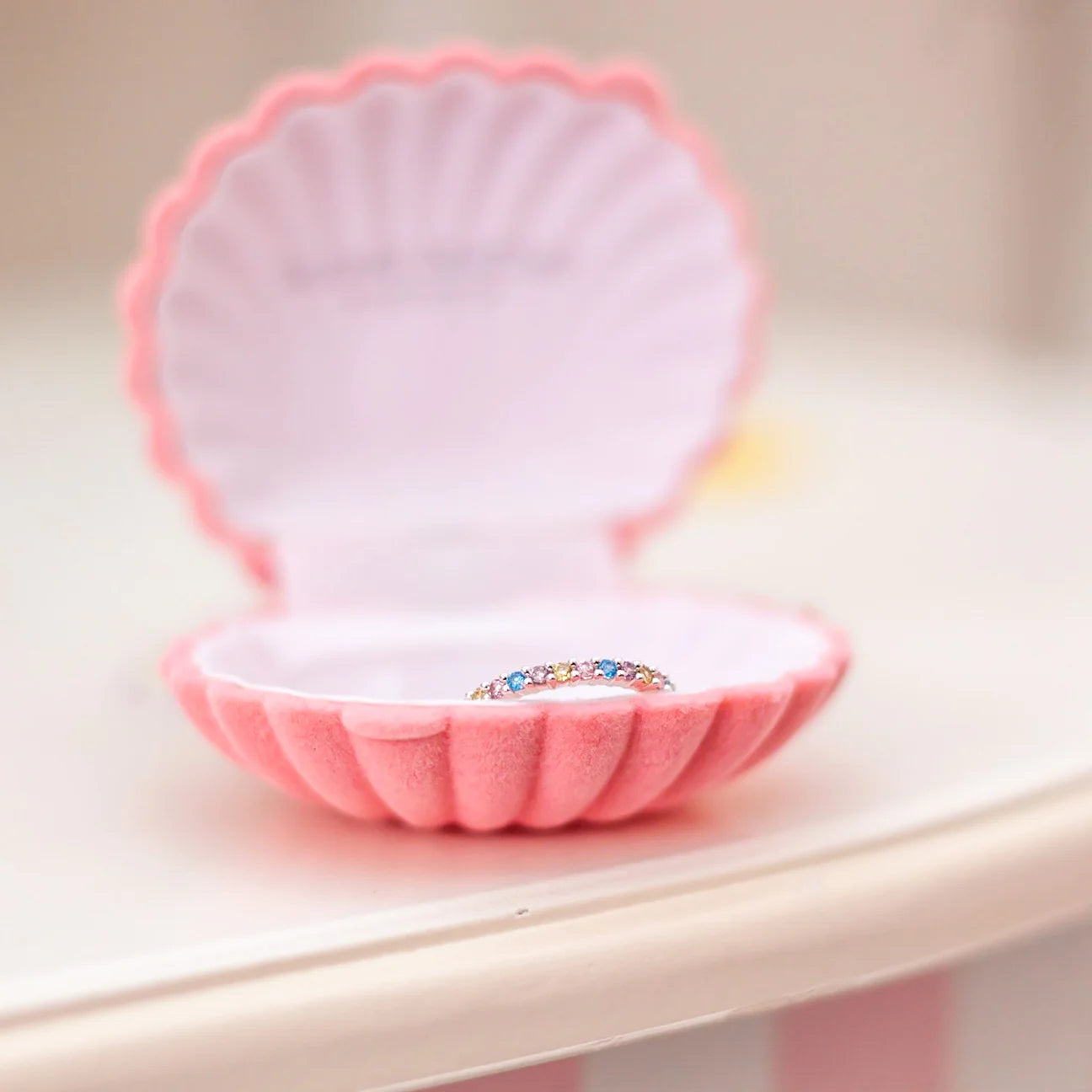Lauren Hinkley Ring In Velvet Shell Box - Rainbow Connection - Little Reef and Friends