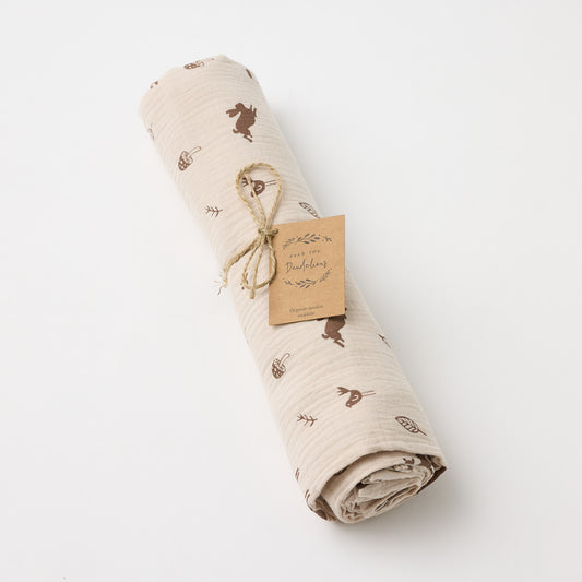 Over The Dandelions Organic Muslin Swaddle - Woodlands - Little Reef and Friends