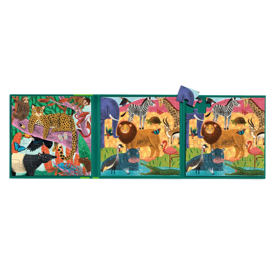 Mudpuppy Safari & Jungle Magnetic Puzzle Double-Sided 20pc - Little Reef and Friends