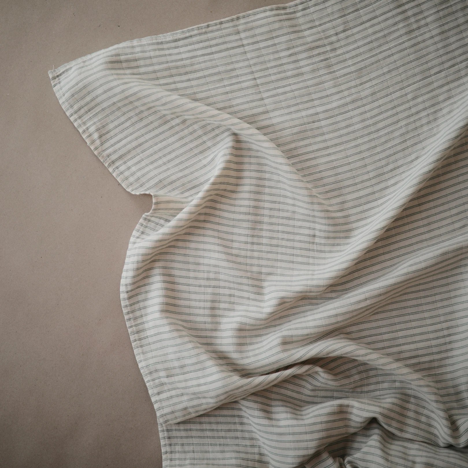 Mushie Organic Muslin Swaddle - Sage Stripes - Little Reef and Friends
