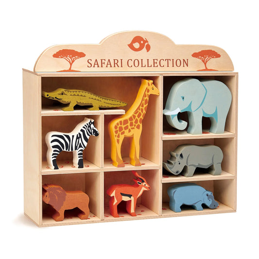 Tender Leaf Toys Safari Animals and Display Shelf