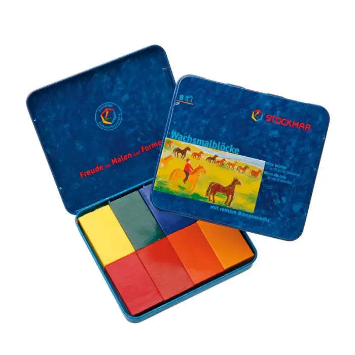 Stockmar Wax Block Crayons Metal Case - 8 Colours - Little Reef and Friends