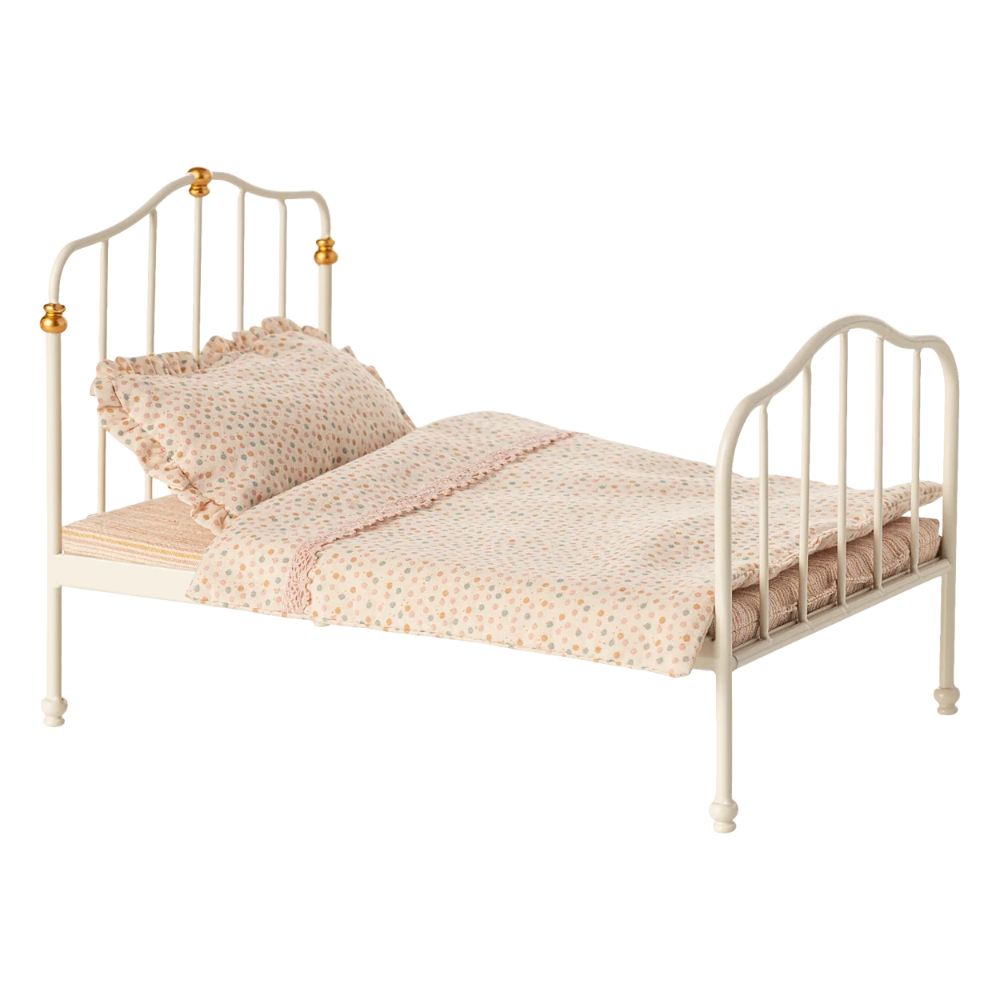 Maileg Vintage Double Bed | Mouse - Off White - Little Reef and Friends