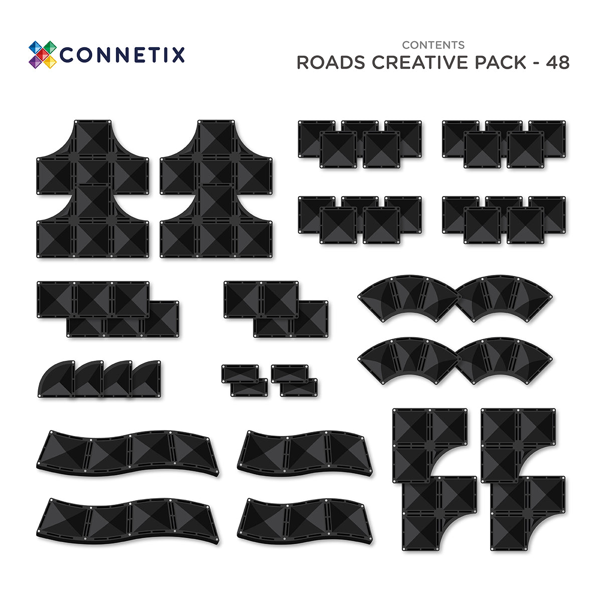 Connetix 48 Piece Creative Roads Pack - Little Reef and Friends