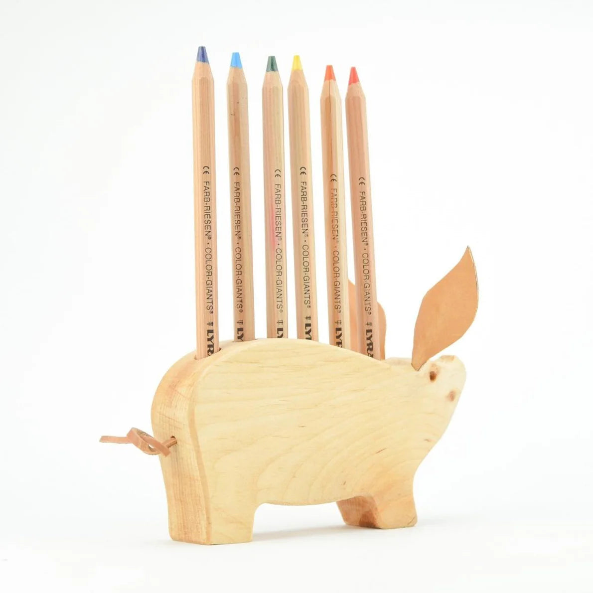 Drei Blätter Wooden Pencil Holder | Pig - 6 holes