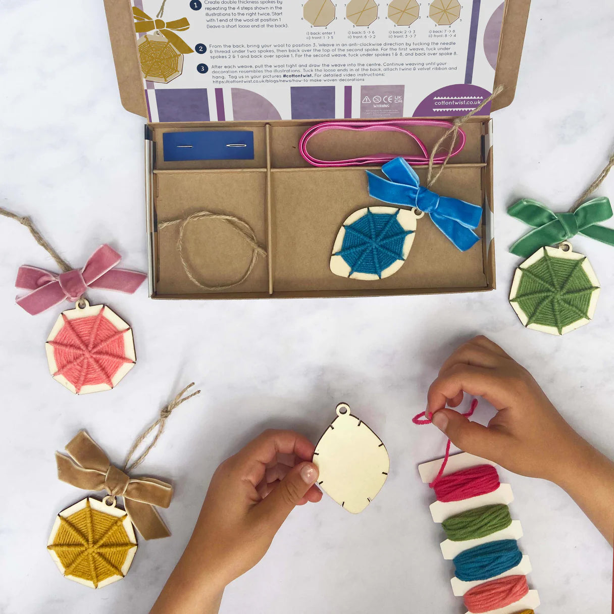 Cotton Twist Wooden Craft Kit - Woven Hanging Decorations - Little Reef and Friends