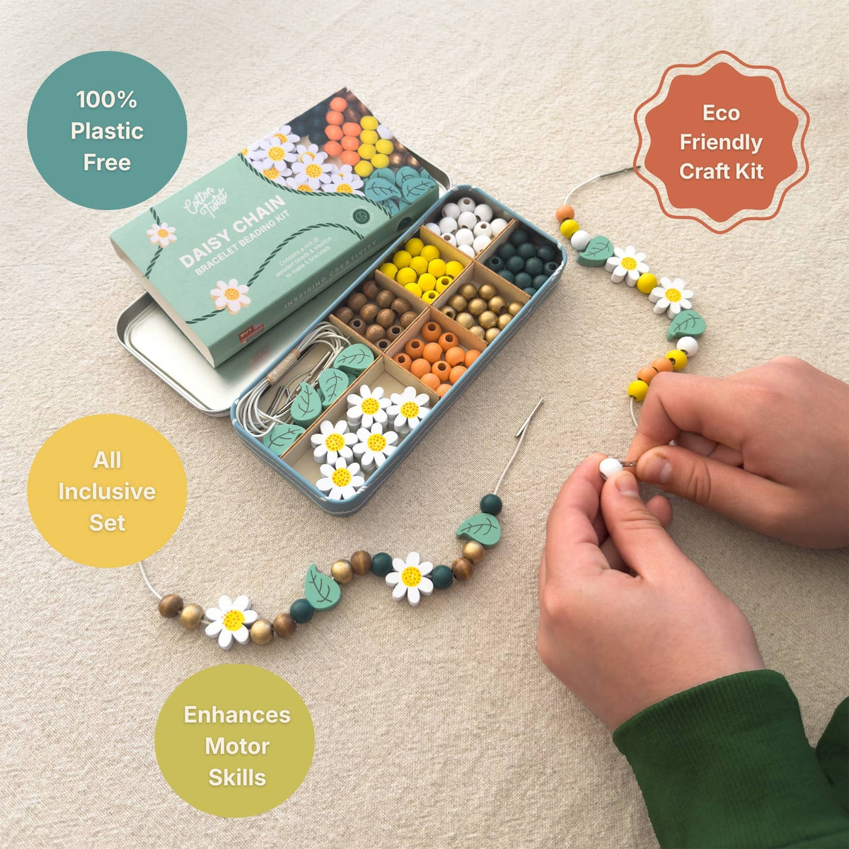 Cotton Twist Wooden Bracelet Making Kit - Daisy