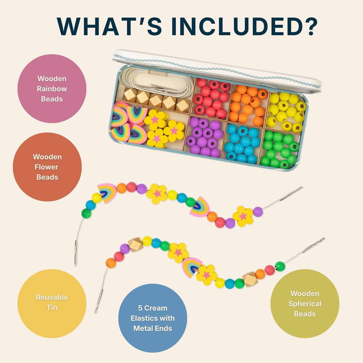 Cotton Twist Wooden Bracelet Making Kit - Rainbow Colours