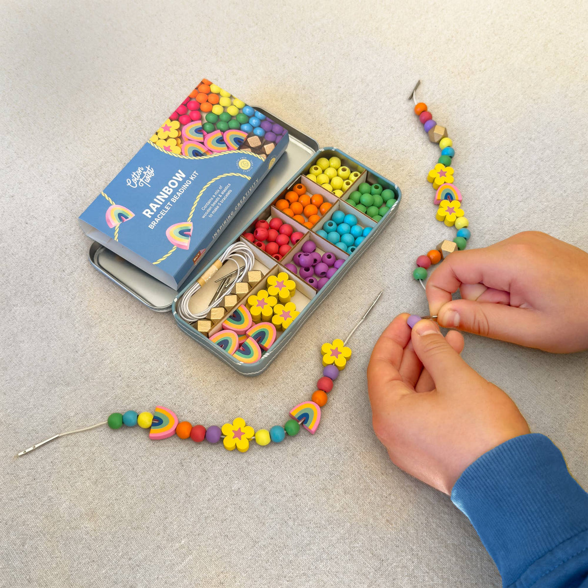 Cotton Twist Wooden Bracelet Making Kit - Rainbow Colours