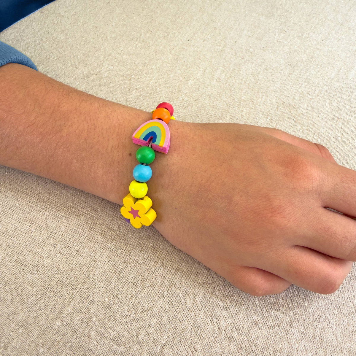 Cotton Twist Wooden Bracelet Making Kit - Rainbow Colours