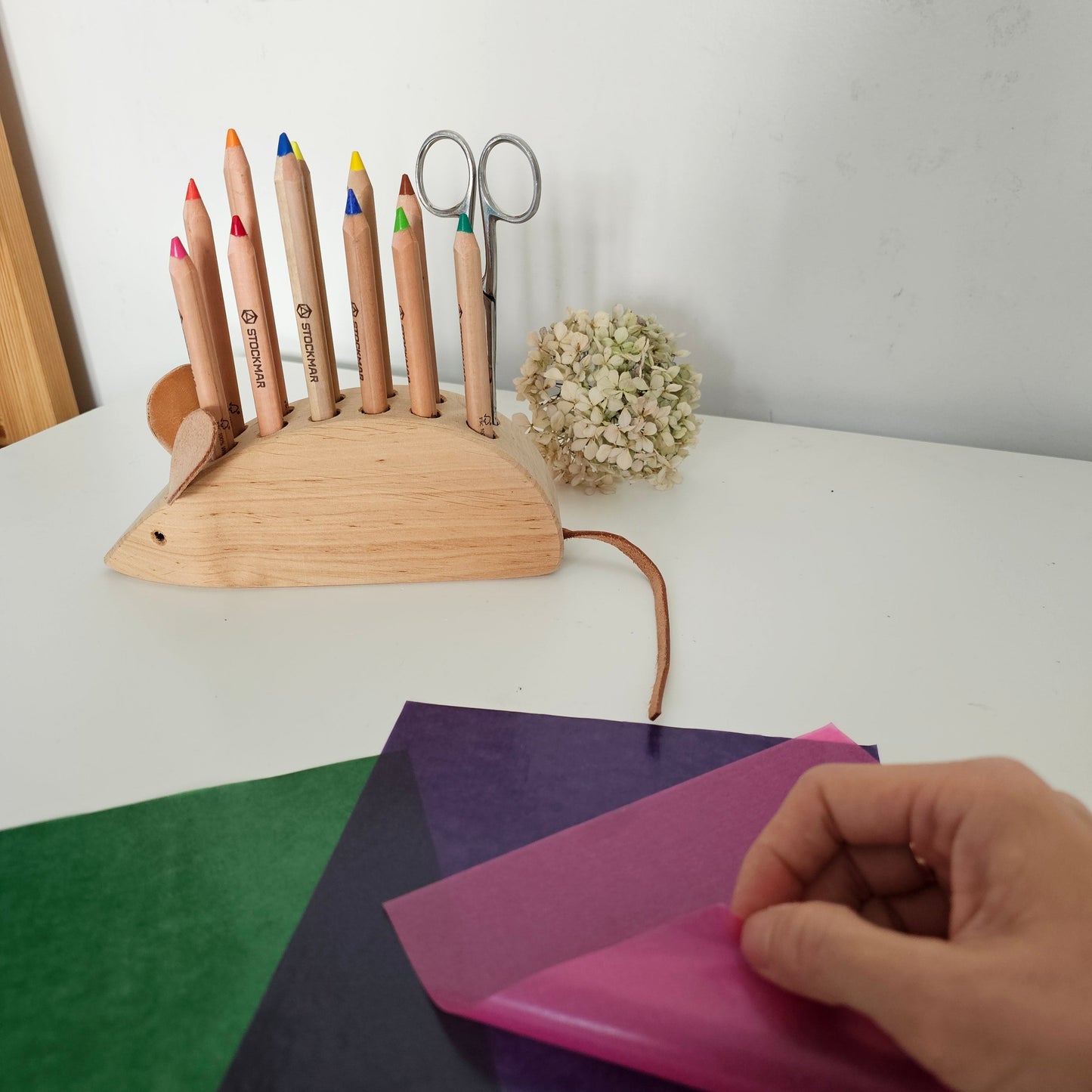 Drei Blätter Wooden Pencil Holder | Mouse - 12 holes