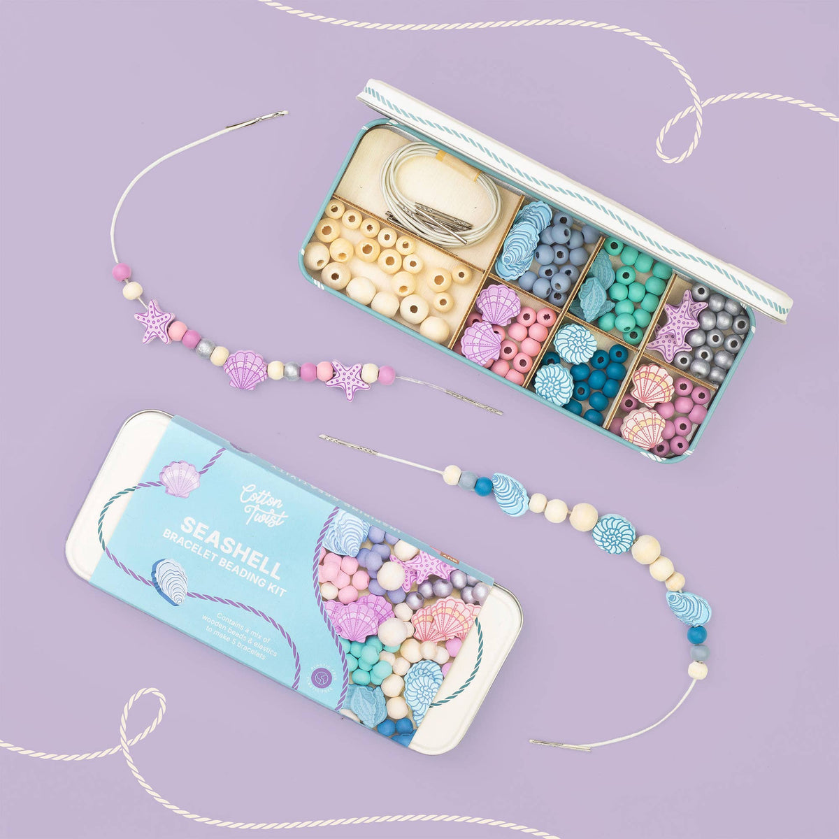 Cotton Twist Wooden Bracelet Making Kit - Seashell