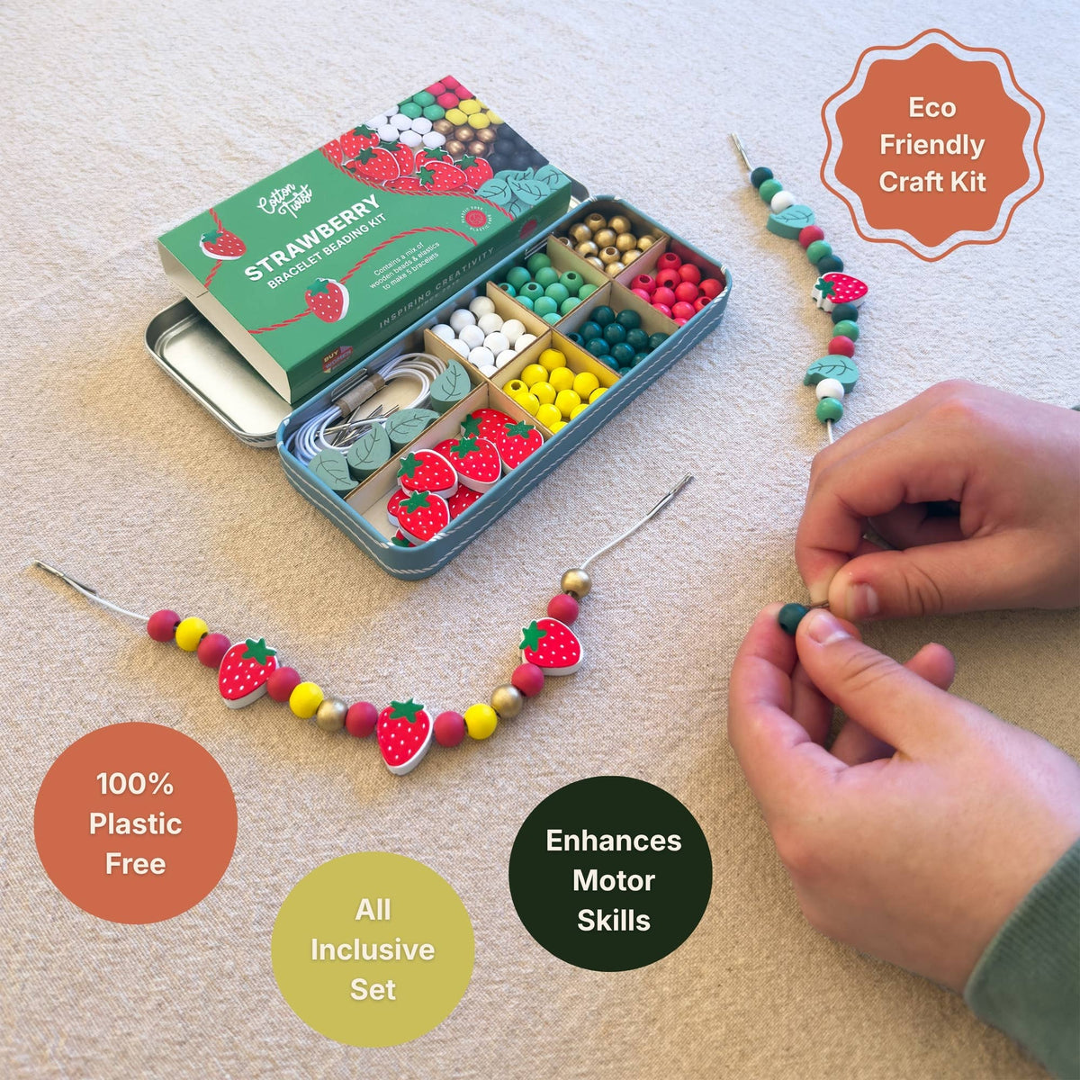 Cotton Twist Wooden Bracelet Making Kit - Strawberry