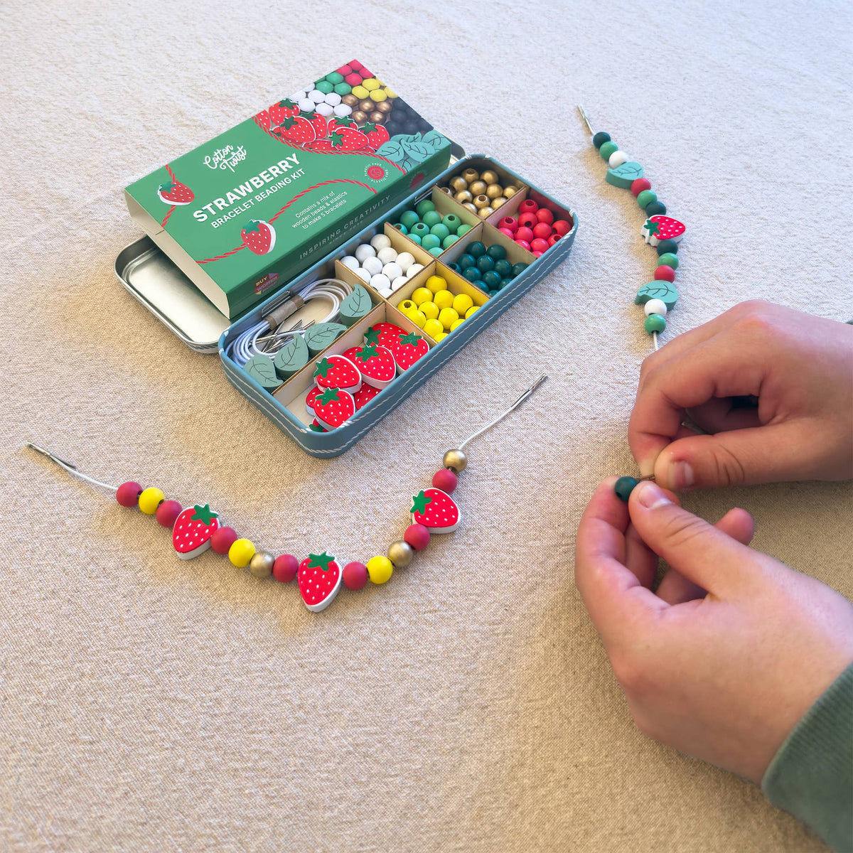 Cotton Twist Wooden Bracelet Making Kit - Strawberry