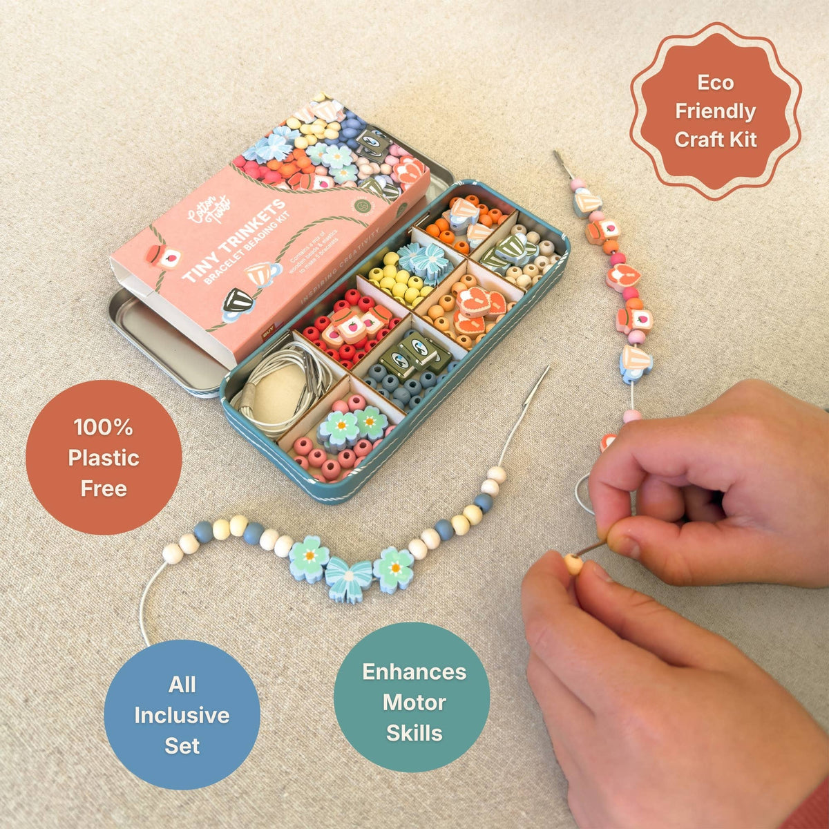 Cotton Twist Wooden Bracelet Making Kit - Tiny Trinkets