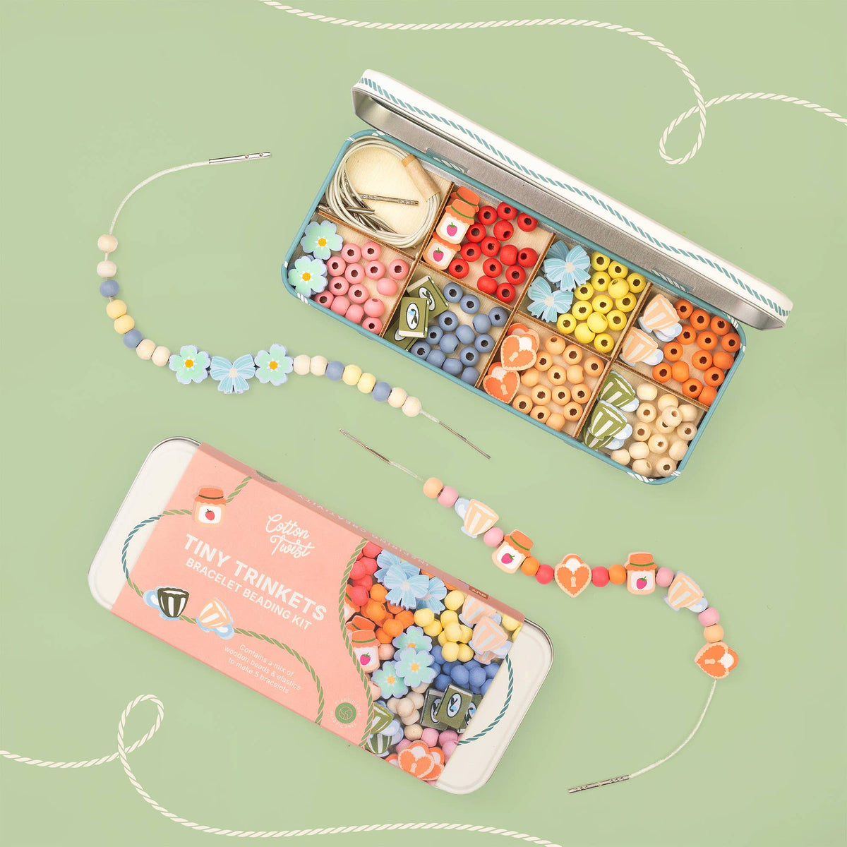 Cotton Twist Wooden Bracelet Making Kit - Tiny Trinkets