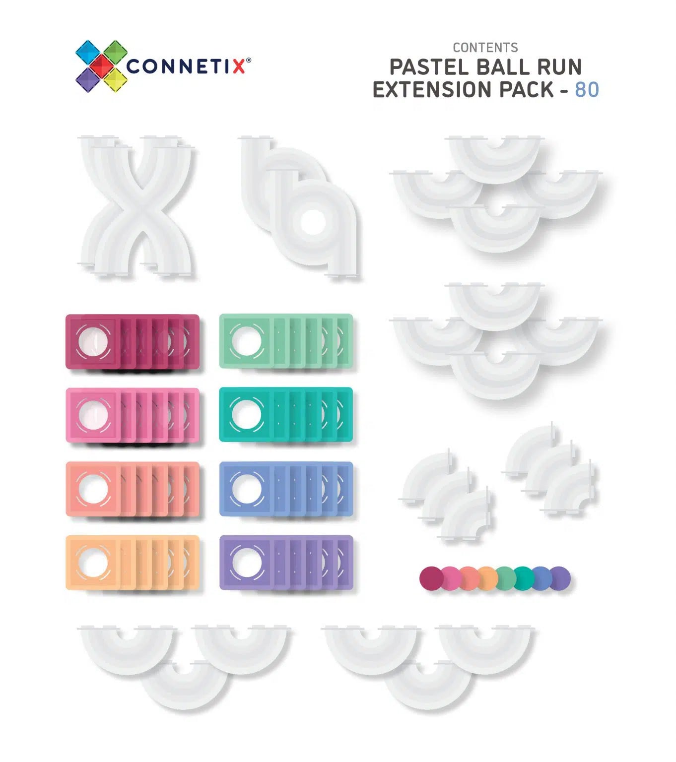 80 pc Ball Run Expansion Pack - Pastel - Little Reef and Friends