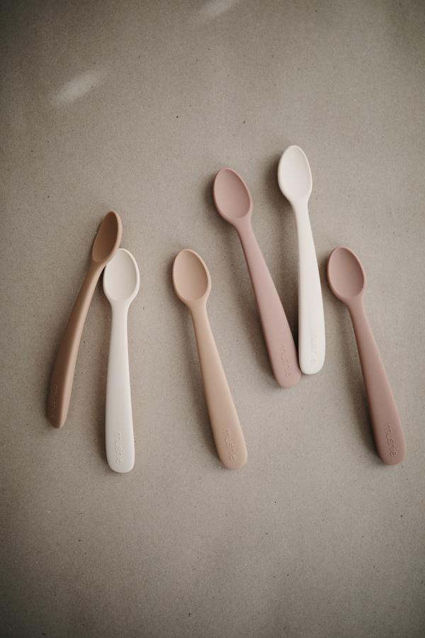 Silicone Feeding Spoons 2 pk - Stone/Cloudy Mauve - Little Reef and Friends