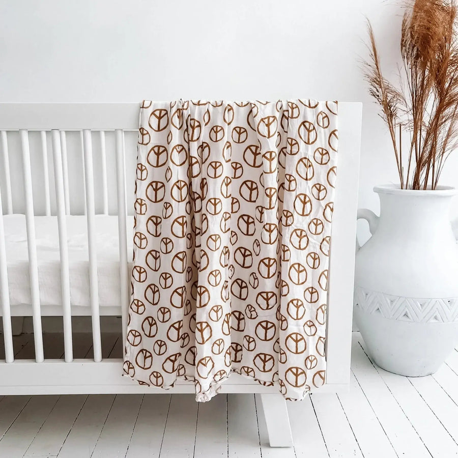 Peace Baby Muslin Swaddle - Little Reef and Friends