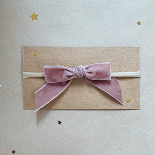 Velvet Bow Headband - Blush - Little Reef and Friends