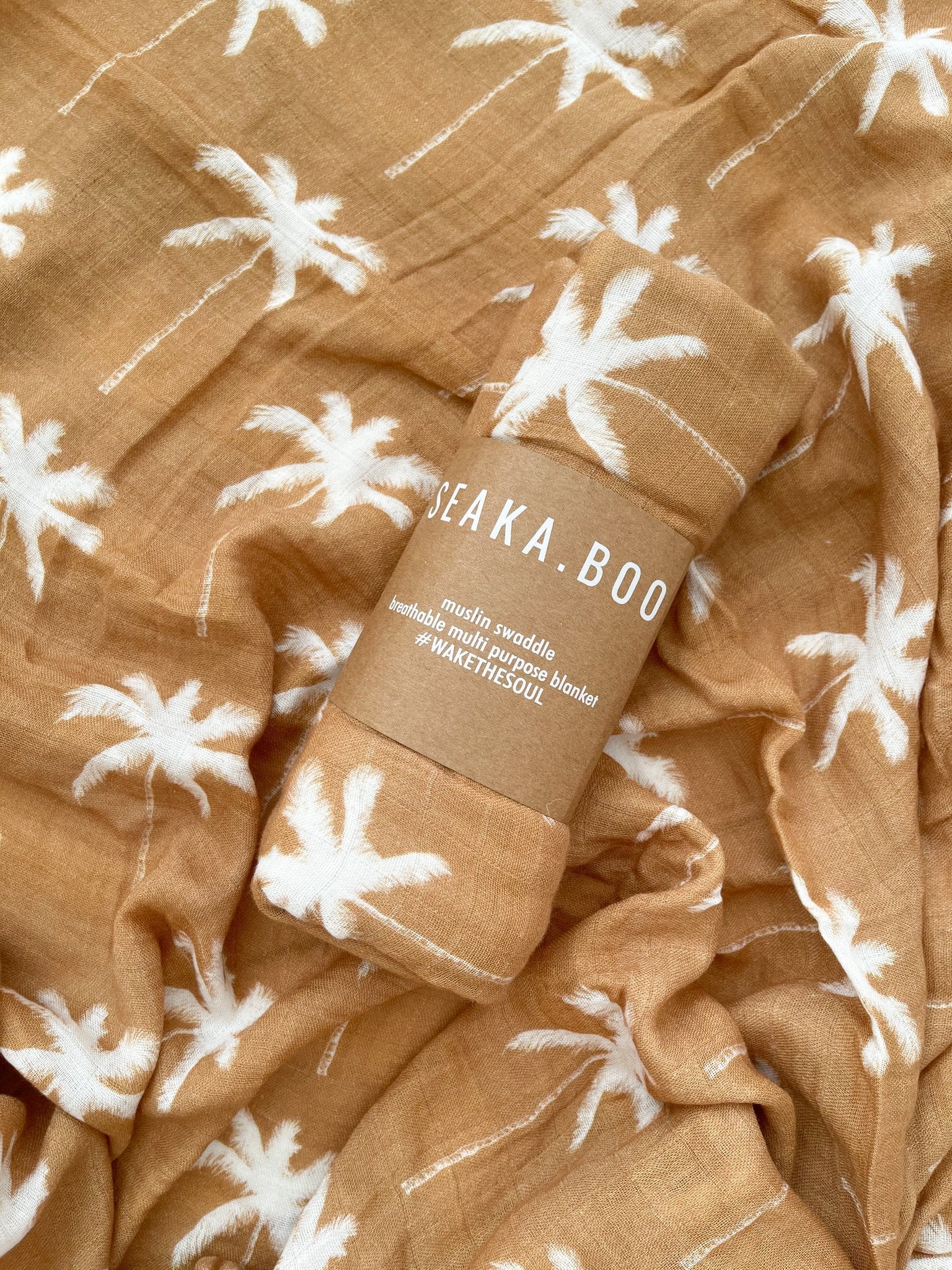 Arlo Palm Muslin Swaddle - Toffee - Little Reef and Friends