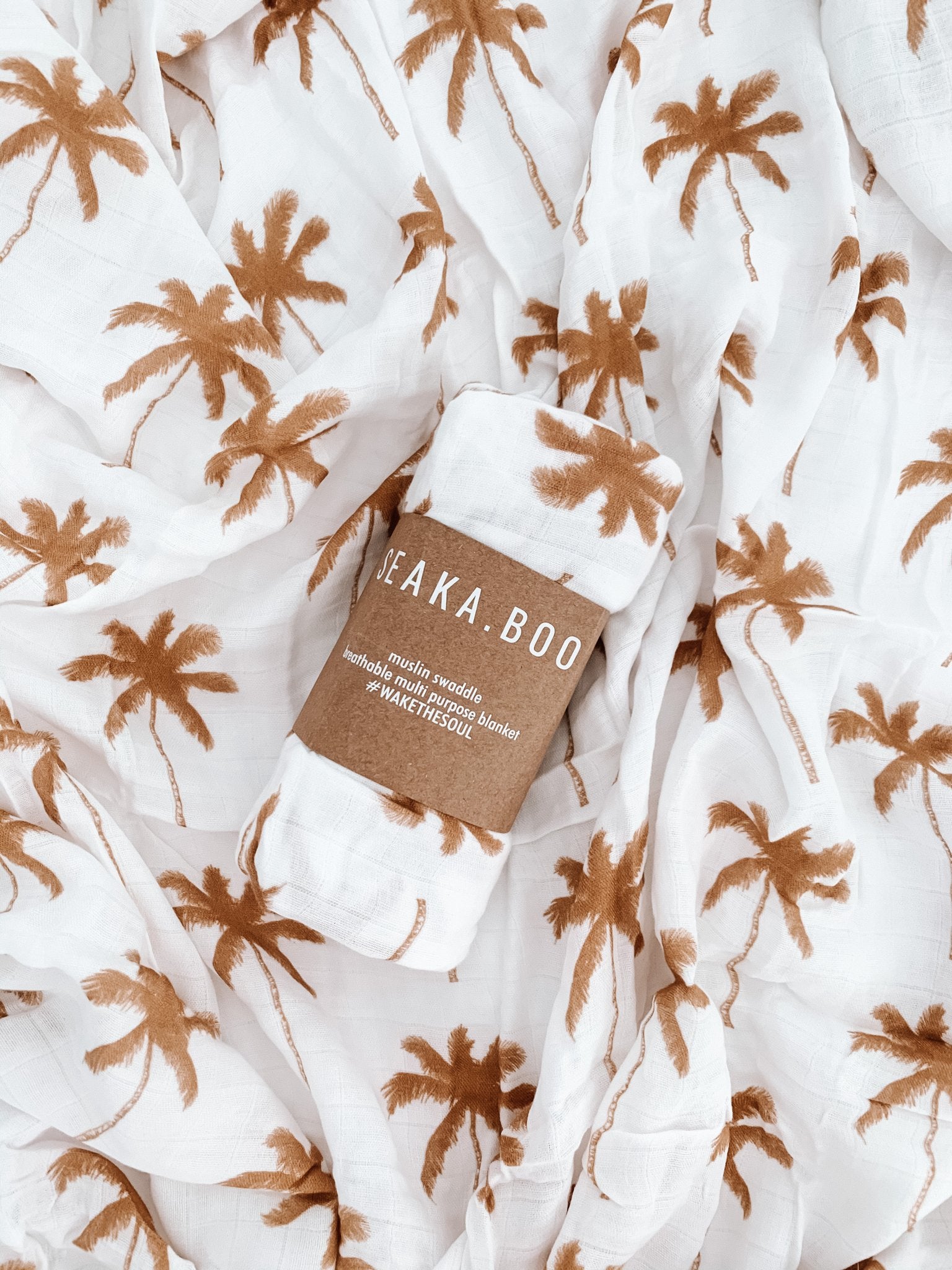 Arlo Palm Muslin Swaddle - Sandalwood - Little Reef and Friends