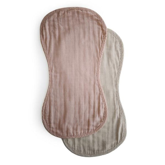 Organic Muslin Burp Cloth (Set of 2) - Blush/Fog - Little Reef and Friends