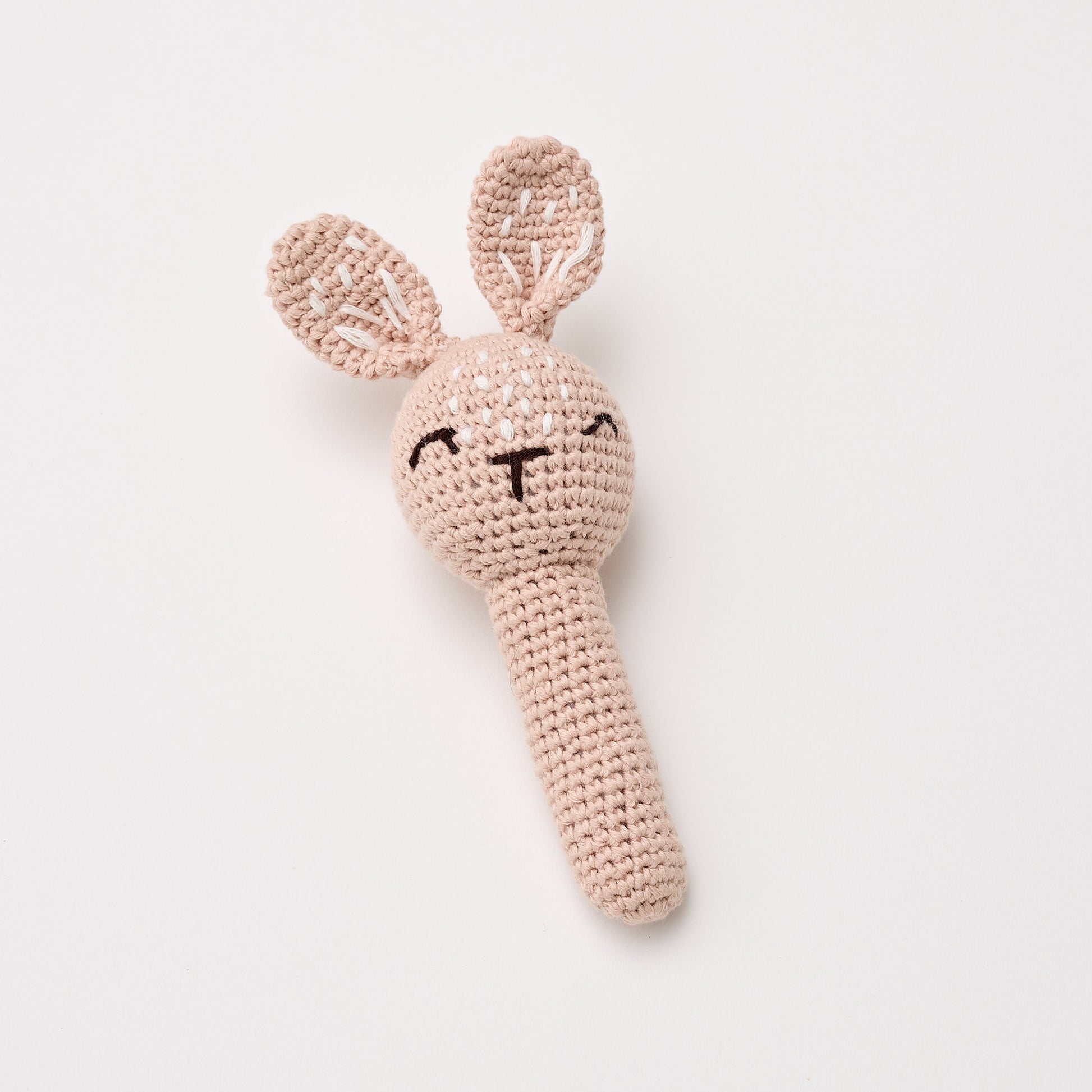 Crochet Bunny Rattle - Blush - Little Reef and Friends