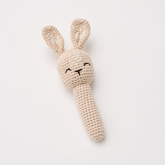 Crochet Bunny Rattle - Sand - Little Reef and Friends